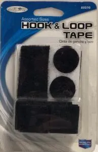 Hook & Loop Velcro TPE Assorted, assorted sizez:(2)1"x3", (6)1"round,(4)1"square