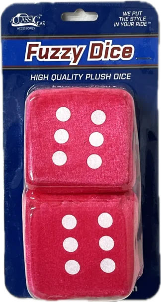 Hanging Fuzzy Dice 2.75inch PINK