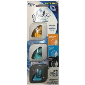 3PK-Hawaiian, Clean Linen, New Car--Glade 3pk Assorted Membrane