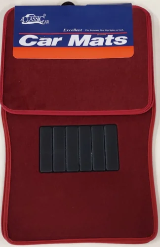 Econemy 4pc Carpet Mat With Heel Pad-Burgundy