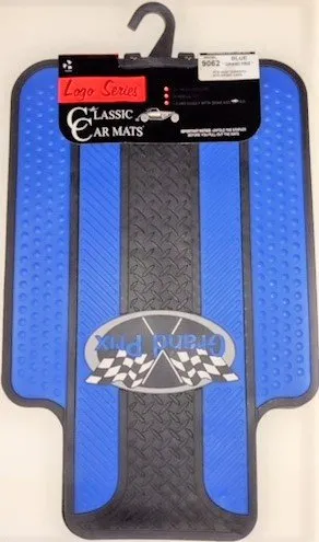 2pc Grand Prix Racing Rubber Mats Front Blue/Black
