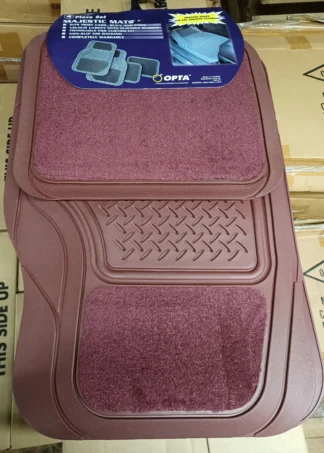 Opta 4pcs Rubber/Carpet Mat-Burgendy