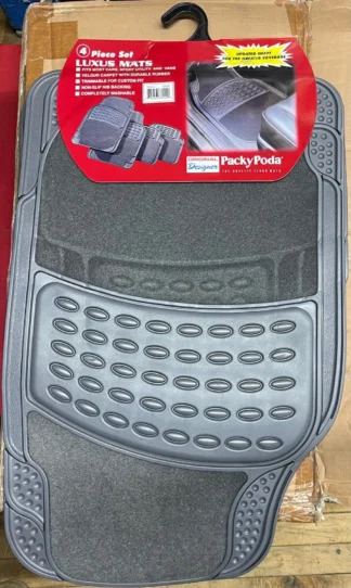 PackyPoda 4pc Luxus Rubber/Carpet Mat-Grey 3/box