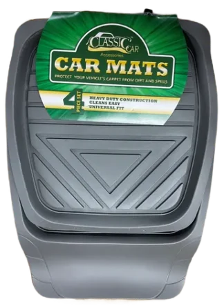 4pc Deep Tray Rubber Mats-Grey
