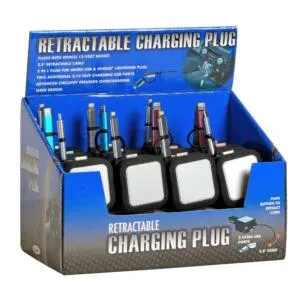 Retractable Smartphone Charger, Ipone & Android, 12pcs/Display (Price per piece)