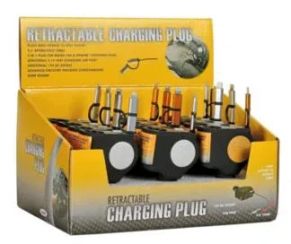 Retractable Smartphone Charger, Ipone & Android, w/ 12 Volt Socket 12pcs/display, Price per piece