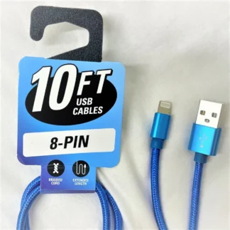 10FT Braided Lightning Cable-Blue