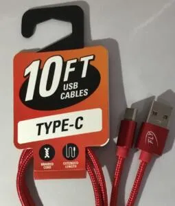 10FT Braided Type-C Cable-Red