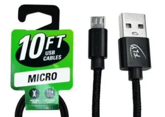 10FT Braided Micro Cable Black