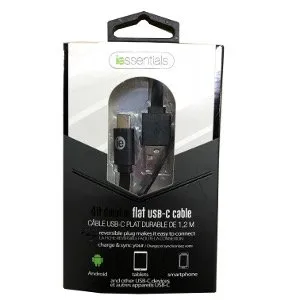 C Type 4ft 2.0 Flat Cable Charger Black