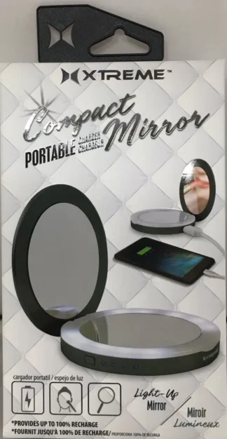 Compact Mirror Power Bank Black 4/24