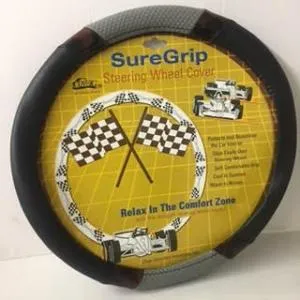 Blk/Wood/Grey Steering Wheel Cover