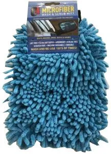 Microfiber Wash & Scrub Mitt, Blue, Size L, 6.3x9.4inch