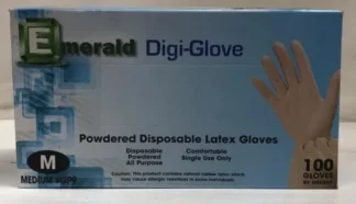 Emerald Powered Disposable Latex Glove MEDIUM 100/box