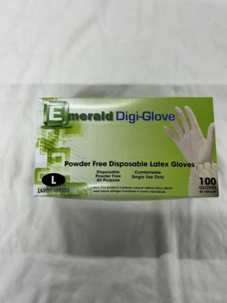 Emerald Power Free Disposable Latex Glove LARGE 100/box