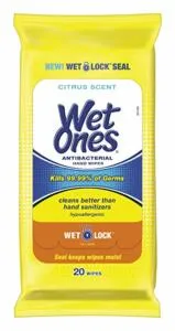 Wet Ones Citrus Antibacterial Hand Wipes, 20 Count, 10pcs/display